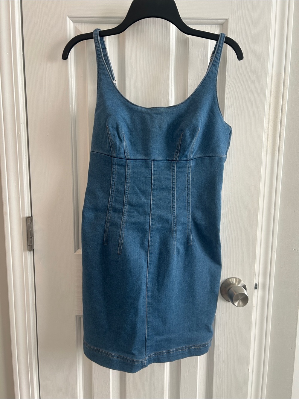 Blue Denim Tank Dress - Sleeveless Scoop Neck